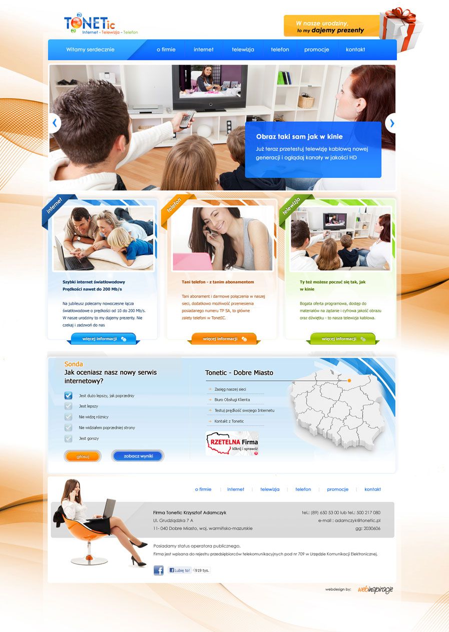 TonetIC – widok zrealizowanej strony internetowej
