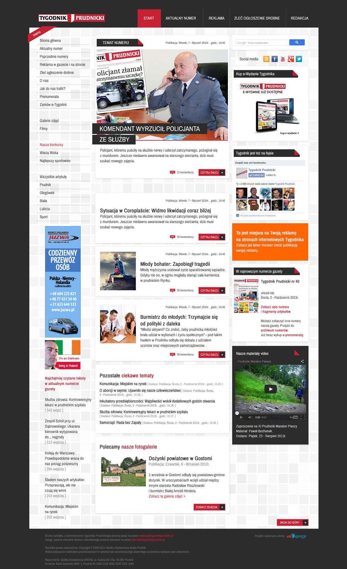 Tygodnik Prudnicki - Największa gazeta regionu – widok zrealizowanej strony internetowej