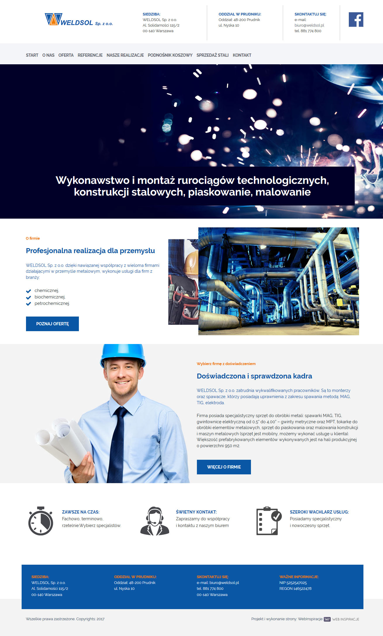 WELDSOL Sp. z o.o – widok zrealizowanej strony internetowej 1