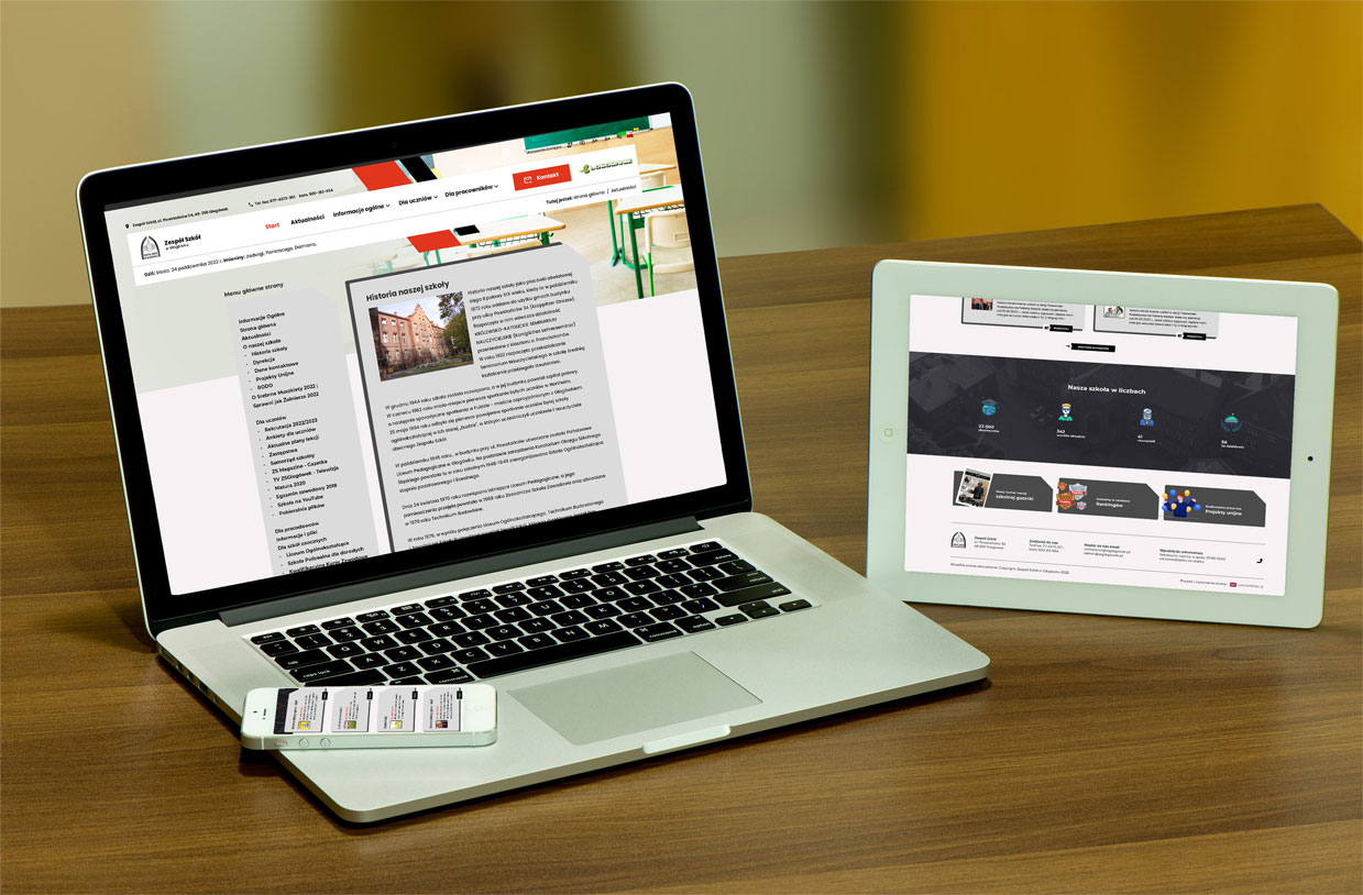Zespół Szkół w Głogówku – widok zrealizowanej strony internetowej 1