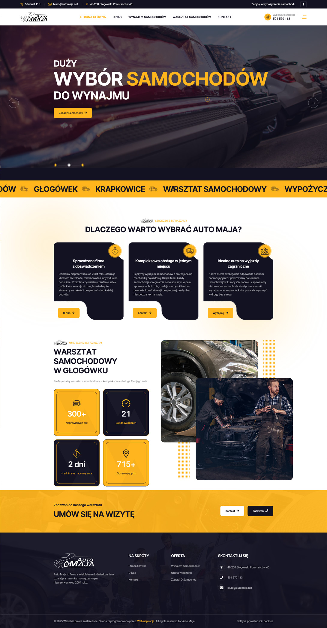 Realizacja stony WWW Nowa strona dla firmy AutoMaja z Głogówka