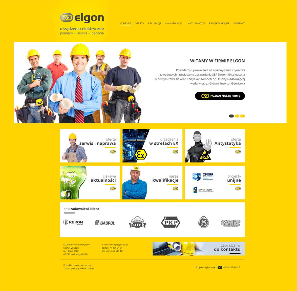 Realizacja stony WWW Elgon-EX - urządzenia elektryczne