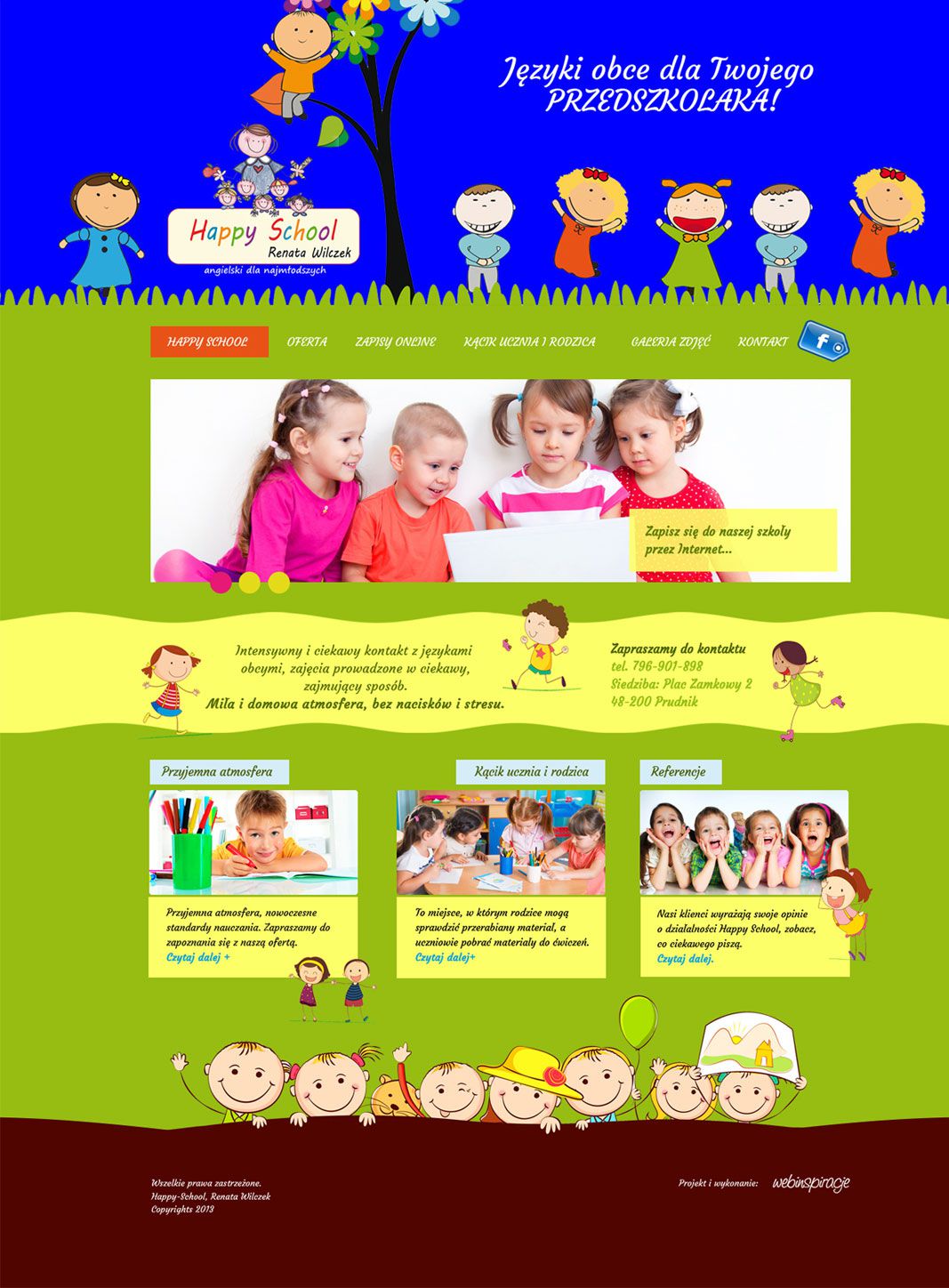 Realizacja stony WWW Happy School, angielski dla przedszkolaków